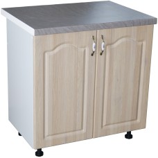 Masca pentru chiuveta cu 2 usi 80 cm Zebra, Alb/MDF Sonoma cu blat Beton, 80 x 85 x 60 cm